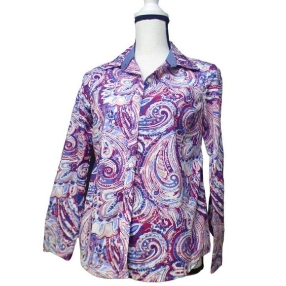 Charter Club Women’s Tabbed Sleeves Petites Cotton Shirt, 2P, Cloud Combo - Picture 2 of 10